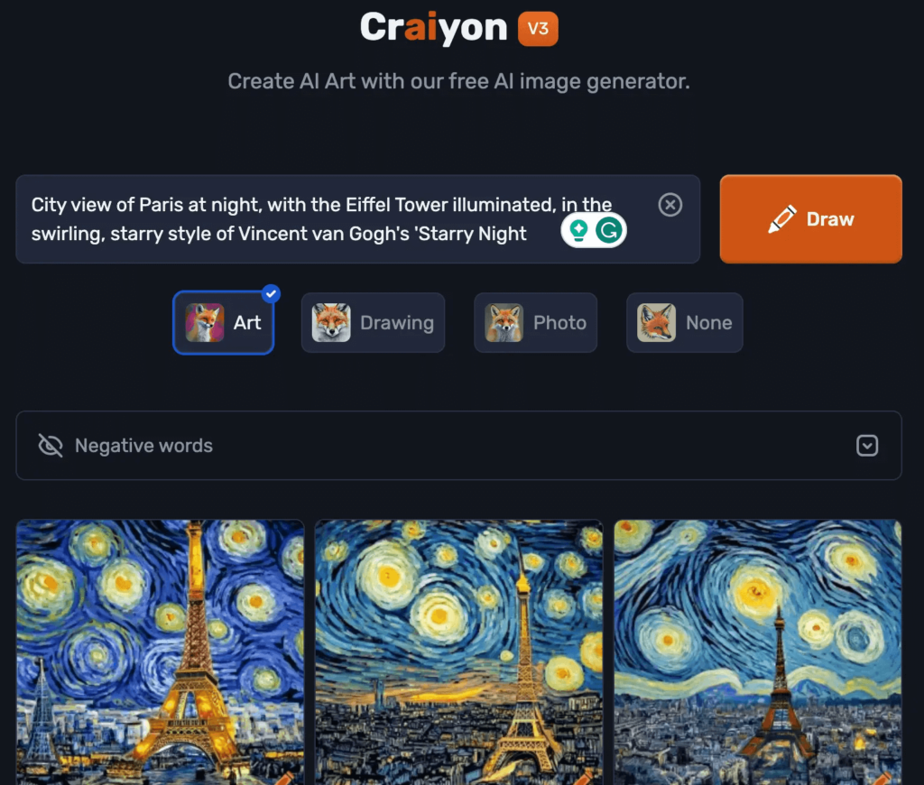 Craiyon - Free AI Image generator tools