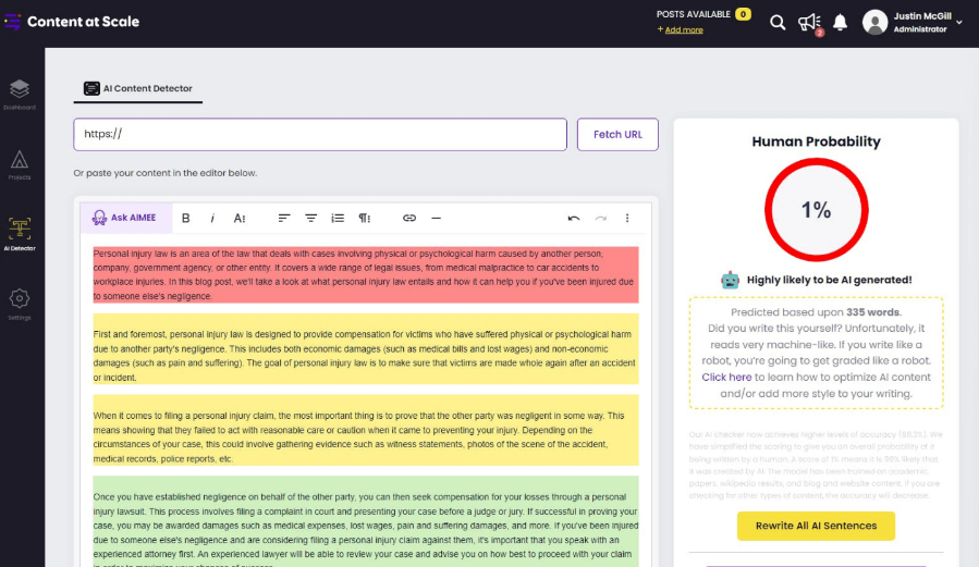 You can subscribe to the Content At Scale AI detector tool for unlimited scan