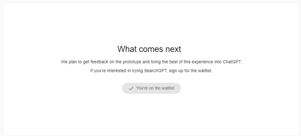 You can join the waitlist for early access to SearchGPT